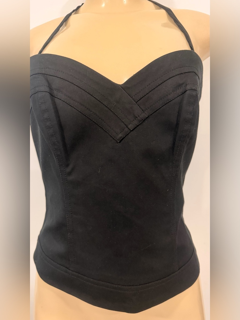 bebe Black Halter Bustier Cami strapless Y2K